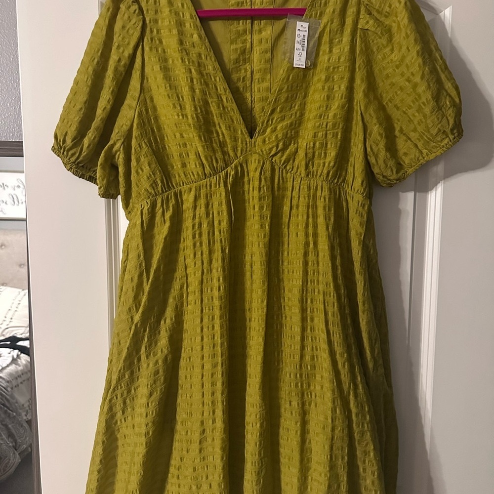 Madewell Olive Green Textured Mini Dress